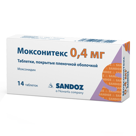 Фото Моксонитекс, таблетки покрыт. плен. об. 0,4 мг, 14 шт.