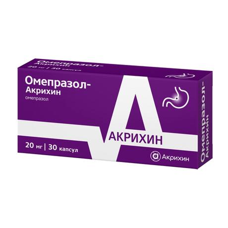 Фото Омепразол-Акрихин, капсулы кишечнорастворимые 20 мг, 30 шт.