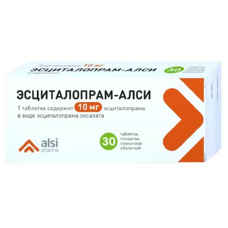 Фото Эсциталопрам-АЛСИ, таблетки покрыт. плен. об. 10 мг, 30 шт.