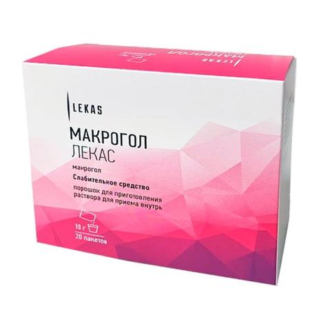 Фото Макрогол Лекас, порошок для приготовления раствора для приема внутрь 10 г пак, 20 шт.