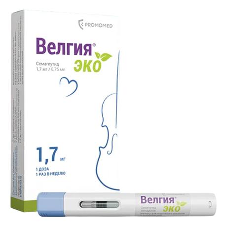 Фото Велгия эко, раствор для п/к введения 1,7 мг шприц в автоинжекторе 0,75 мл, 4 шт.