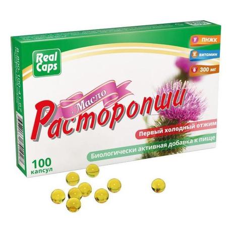Фото Расторопши масло (первый холодный отжим), капсулы 300 мг, 100 шт.