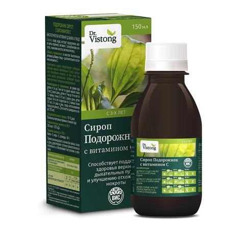 Фото Dr. Vistong Подорожник, сироп с витамином С, флакон 150 мл