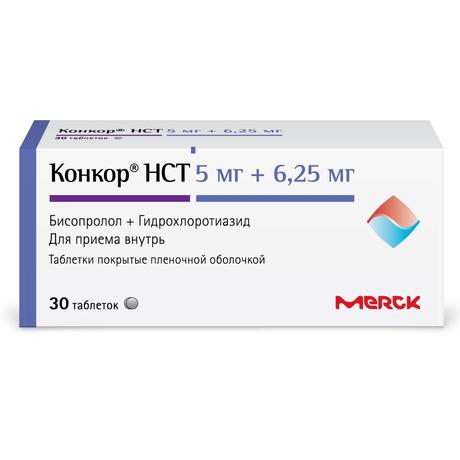 Фото Конкор НСТ, таблетки покрыт. плен. об. 5 мг+6,25 мг, 30 шт.