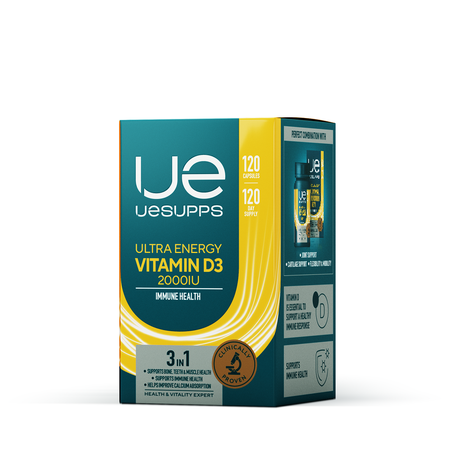 Фото UESUPPS Ультра Энерджи Витамин D3 2000 МЕ, капсулы, 120 шт.