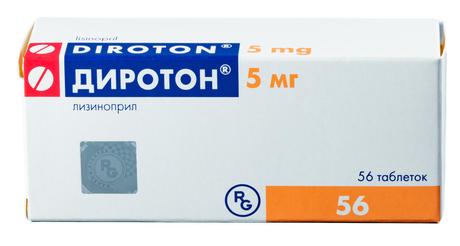 Фото Диротон, таблетки 5 мг, 56 шт.