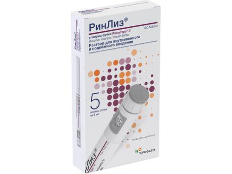 Фото РинЛиз, раствор для в/в и подкожного введения 100 МЕ/мл картридж 3 мл (+шприц-ручка Ринастра III), 5 шт.