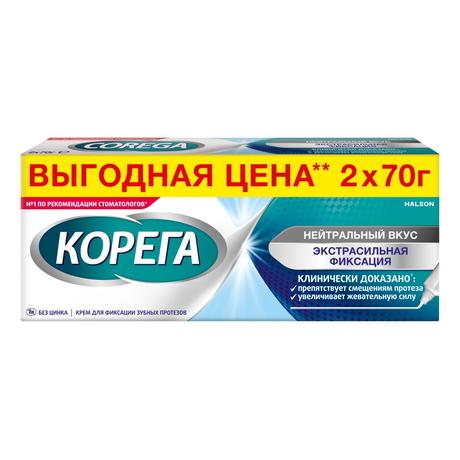 Фото Корега экстра сильная фиксация Нейтральный вкус, крем 70 г, 2 шт.