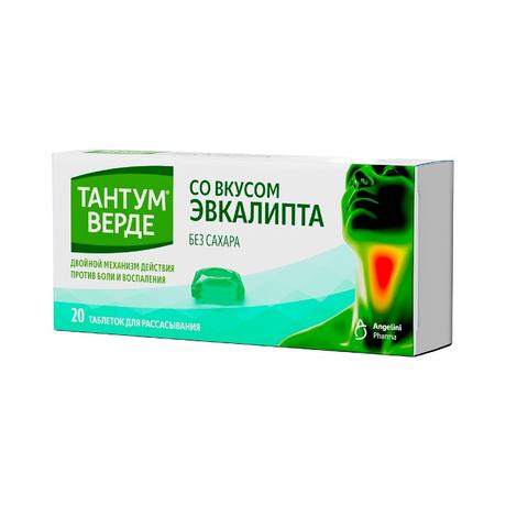 Фото Тантум Верде, таблетки для рассасывания (эвкалипт), 20 шт.