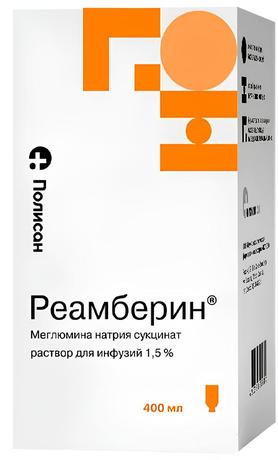Фото Реамберин, раствор для инфузий 1.5 %, бутылка 400 мл, 1 шт.