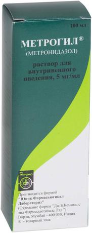 Фото Метрогил, раствор для в/в введения 5 мг/мл, 100 мл