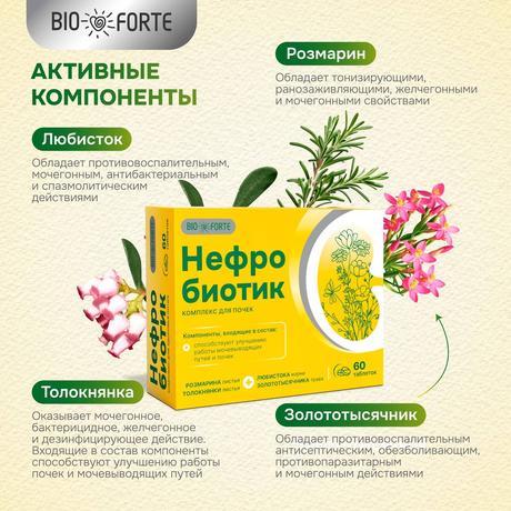 Фото Нефробиотик BioForte, таблетки 300 мг, 60 шт.