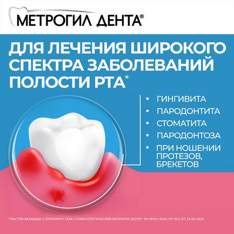 Фото Метрогил Дента, гель стоматологический, 20 г