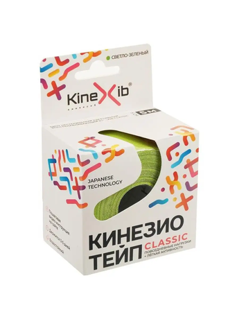 Фото Kinesio-Tape Kinexib Classic 5 м х 5 см лаймовый