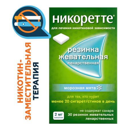 Фото Никоретте, резинка жевательная 2 мг (морозная мята), 30 шт.