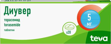 Фото Диувер, таблетки 5 мг, 20 шт.