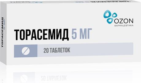 Фото Торасемид, таблетки 5 мг (Озон), 20 шт.