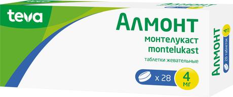 Фото Алмонт, таблетки жевательные 4 мг, 28 шт.