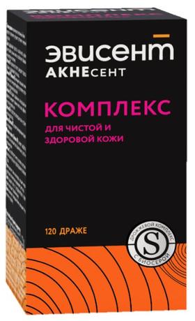 Фото Эвисент Акнесент, для чистой и здоровой кожи, драже 750 мг, 120 шт.
