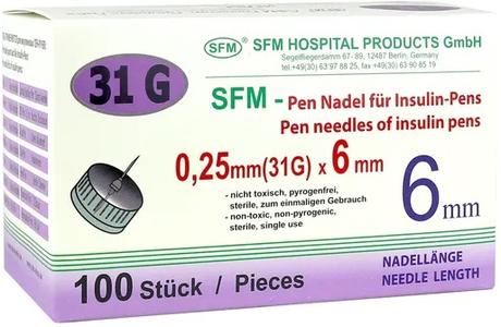Фото SFM, игла для шприц-ручек 31G, 0.25 х 6 мм, 100 шт.