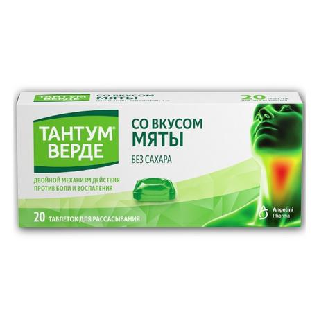 Фото Тантум Верде, таблетки для рассасывания (мята), 20 шт.
