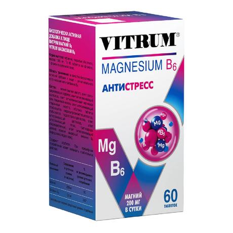 Фото Витрум Магний В6, таблетки 1200 мг, 60 шт.