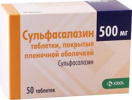 Фото Сульфасалазин, таблетки в плёночной оболочке 500 мг, 50 шт.