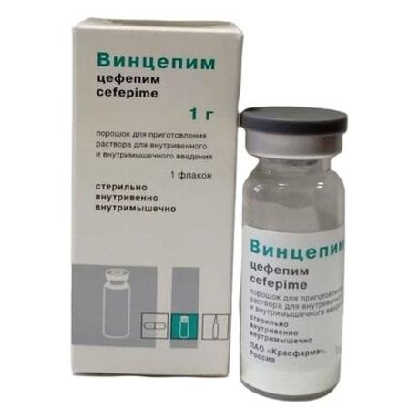 Фото Винцепим, порошок для приготовления раствора в/в, в/м введения флакон 1 г, 1 шт.