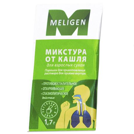 Фото Мелиген Микстура сухая от кашля для взрослых, пакетики 1,7 г, 10 шт.