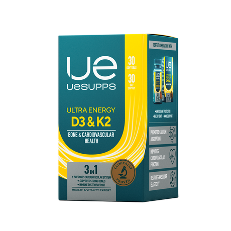 Фото UESUPPS Ультра Энерджи Витамин D3 и К2, капсулы, 30 шт.