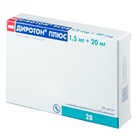 Фото Диротон Плюс, капсулы с модифицированным высвобождением 1.5 мг+20 мг, 28 шт.