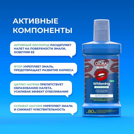 Фото Global White, ополаскиватель для полости рта отбеливающий, 300 мл
