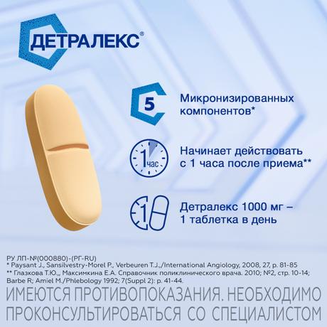 Фото Детралекс, таблетки покрыт. плен. об. 1000 мг, 30 шт.