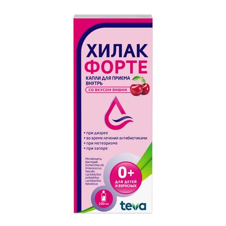 Фото Хилак форте, капли (со вкусом вишни), 100 мл