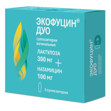 Фото Экофуцин Дуо, суппозитории вагинальные 300 мг+100 мг, 3 шт.