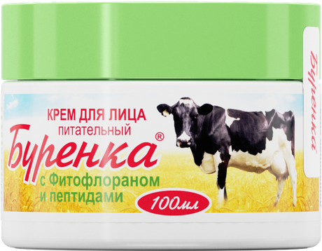 Фото Лошадиная сила Буренка, крем для лица питательный с фитофлораном и пептидами, 100 мл
