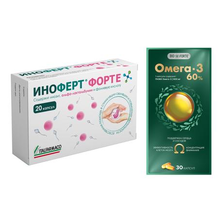 Фото Набор Иноферт Форте капс х20 и Омега-3 60% BioForte х30