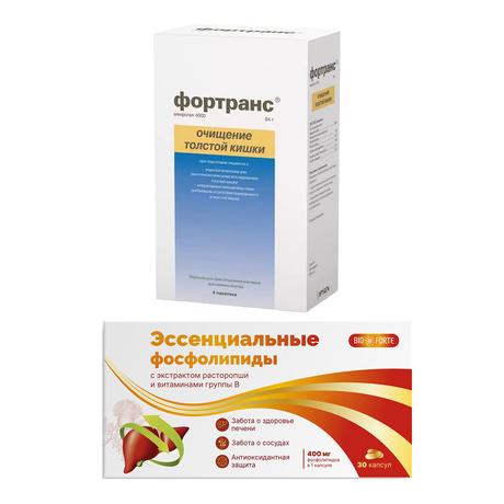 Фото Набор Фортранс пор 4 пак и Эссенциальные фосфолипиды BioForte х30