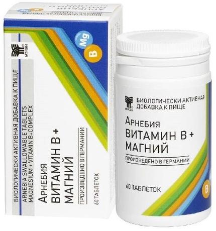 Фото Арнебия Витамин В+Магний, таблетки 1,35 г, 60 шт.