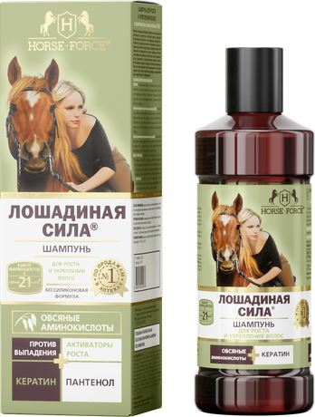 Фото Лошадиная сила, шампунь для роста и укрепления волос с кератином, 250 мл