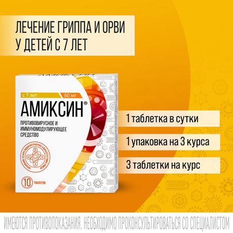 Фото Амиксин, таблетки покрыт. плен. об. 60 мг, 10 шт.