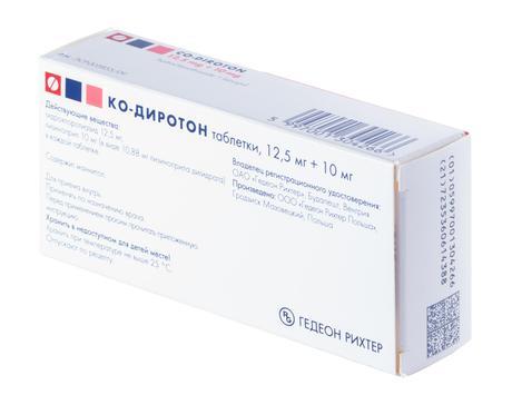 Фото Ко-диротон, таблетки 10 мг+12,5мг, 30 шт.