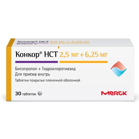 Фото Конкор НСТ, таблетки покрыт. плен. об. 2,5 мг+6,25 мг, 30 шт.