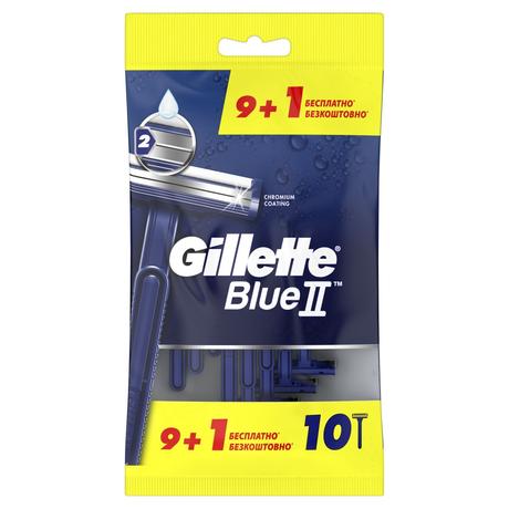 Фото Gillette Blue II бритвы одноразовые, 9 шт.+1 бесплатно