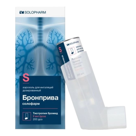 Фото Бронприва солофарм, аэрозоль для ингаляций дозированный 9 мкг/доза 200 доз, 1 шт.