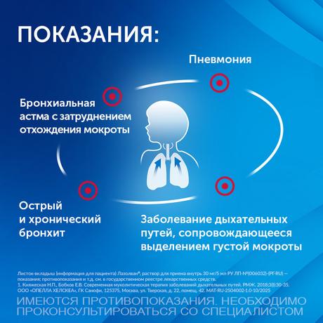 Фото Лазолван, раствор 30 мг/5 мл (земляника) 100 мл, 1 шт.