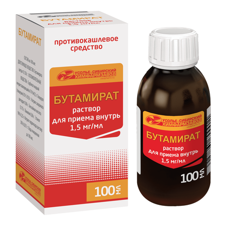 Фото Бутамират ,раствор для приема внутрь 1,5 мг/мл, флакон 100 мл