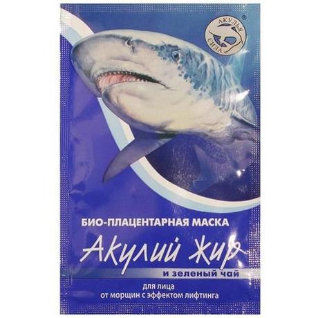 Фото Акулья Сила Акулий Жир маска био-плацентарная зеленый чай от морщин с эффектом лифтинга д/лица косметическая маска 10 мл №1