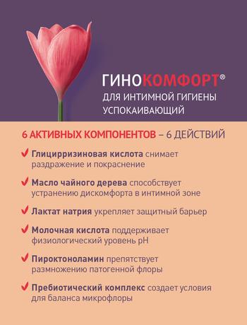 Фото Гинокомфорт, успокаивающий гель для интимной гигиены, 200 мл