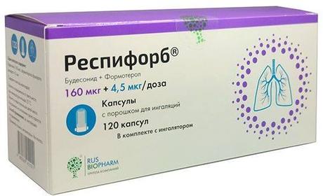 Фото Респифорб, капсулы 160 мкг+4,5 мкг/доза, 120 доз